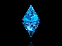 a blue diamond on a black background