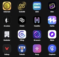 a list of different cryptocurrency apps on an iphone