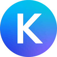 the letter k in a blue and purple circle