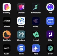 a list of different apps on a black screen